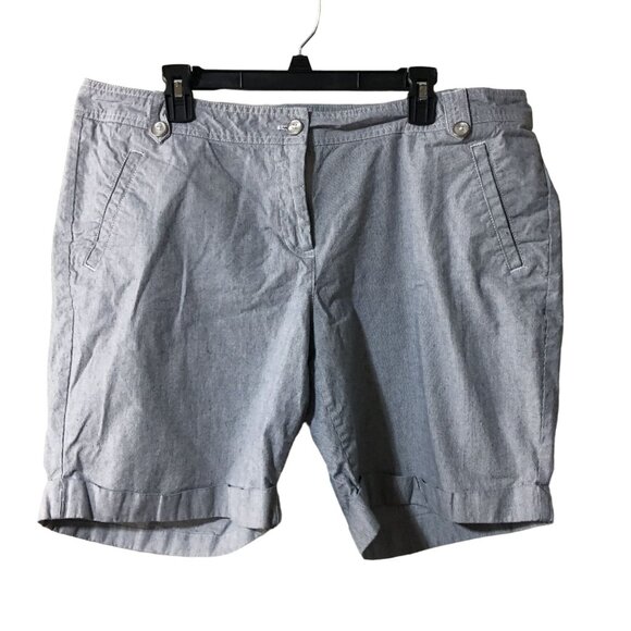 LIZ CLAIBORNE STRETCH BLUE STRIPED 4-POCKET SHORTS WOMENS SIZE 18 - Picture 1 of 4